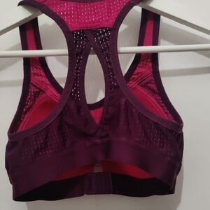 Pink and Purple Sports Bra with Moisture-Wicking Fabric